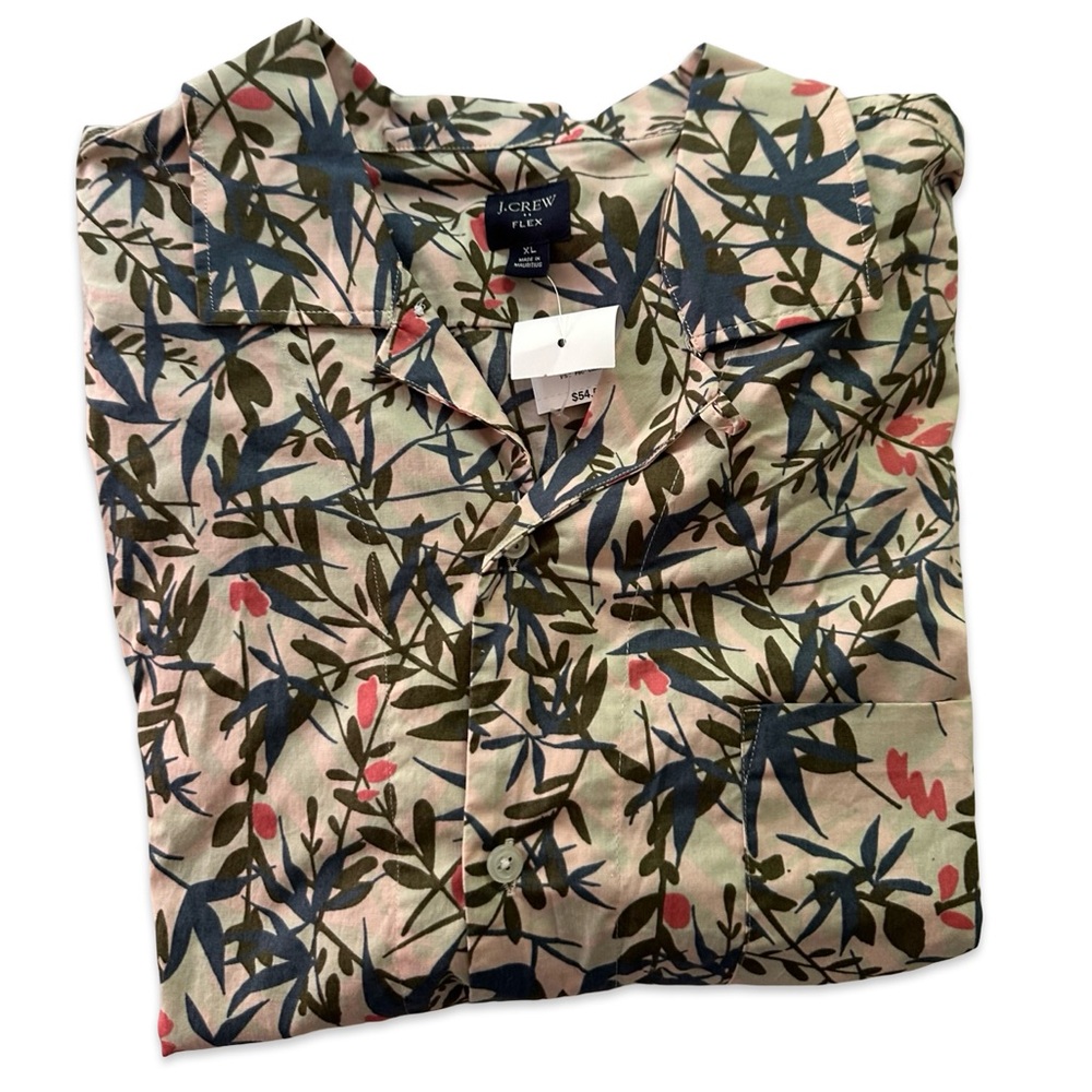 J. Crew Botanical Print Shirt in Green and Pink